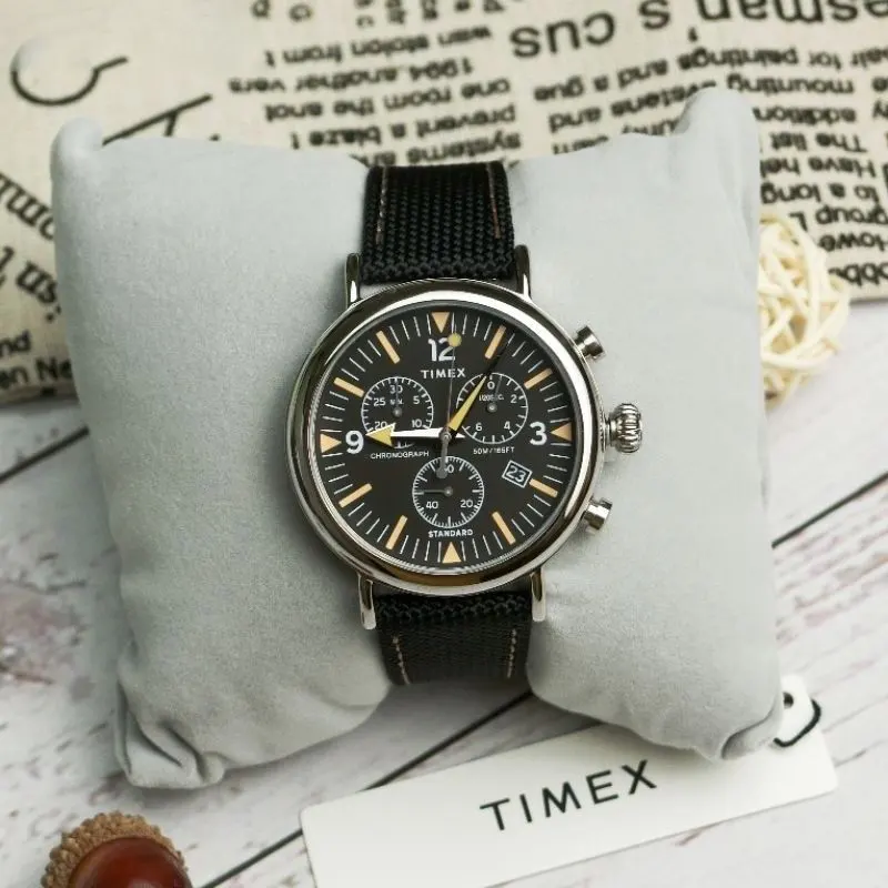 Timex Chronograph Quartz Black Dial Febric Strap Men's Watch- TW2V43700